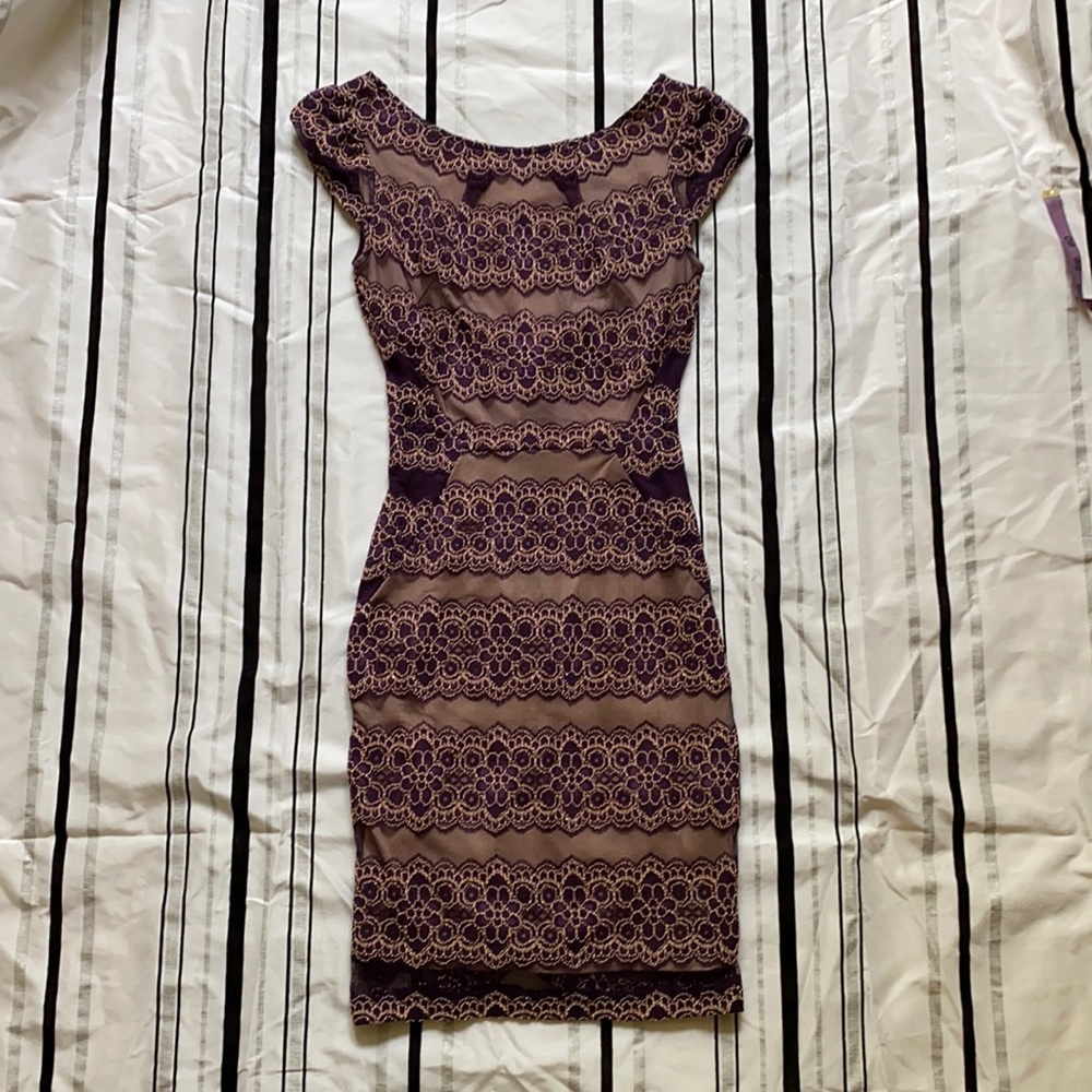 Purple & Gold Lace Dress